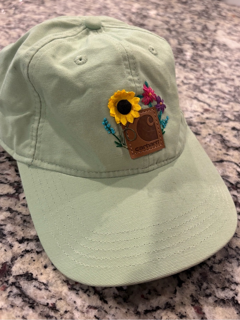 Carhartt women’s Mint Green Floral Leather Patch Hat